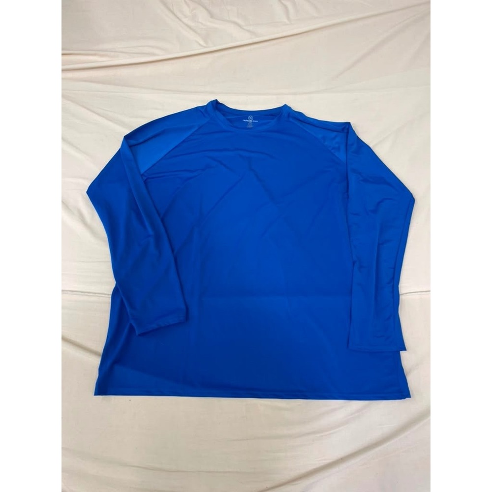 Real Essentials Mens 2XL Royal Blue Long Sleeve Activewear Training Shirt Raglan